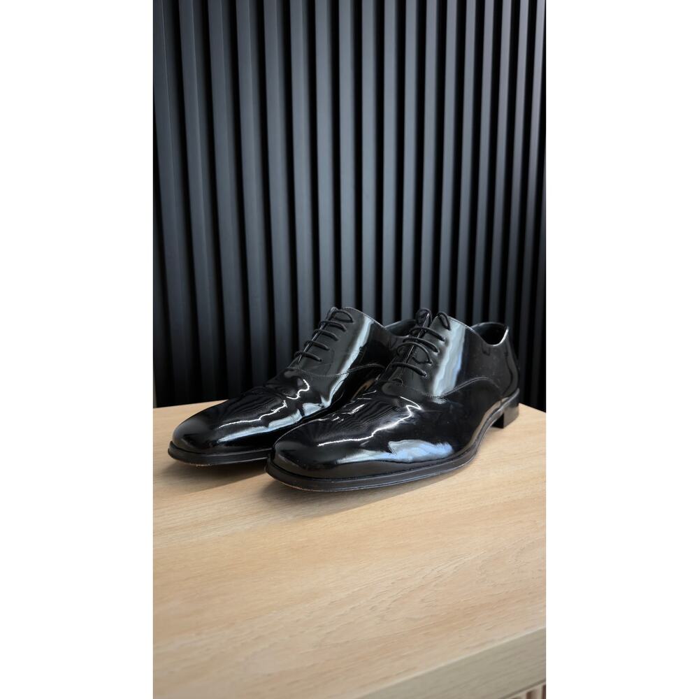 Ermenegildo Zegna Black Patent Leather Oxford Dress Shoes